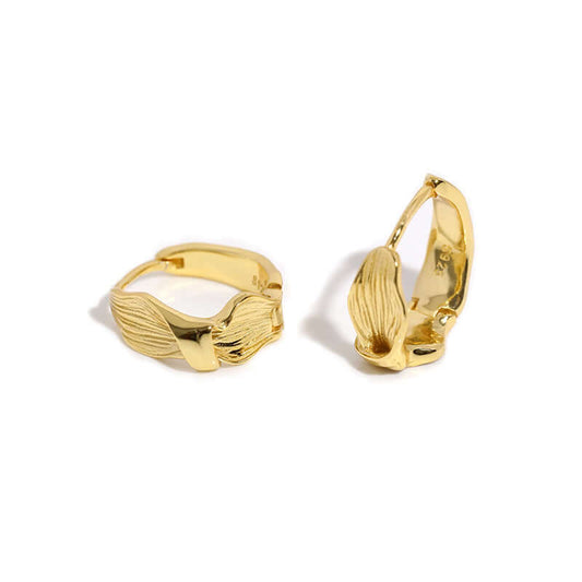 Irregular Texture Gold Plated Sterling SilverHoop Earrings for Women