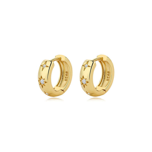 Zircon Star Hoop Earrings for women