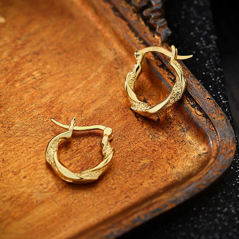 Twisted Gold Plated Sterling silver Hoop Earrings