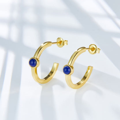 Lapis Lazuli C-Hoop Earrings