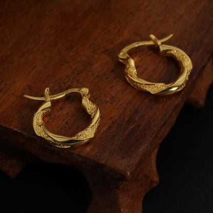 Women's Twisted Gold Plated Sterling silver Hoop Earrings