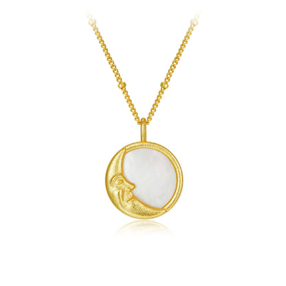Sun/Moon White Mother of Pearl Necklace