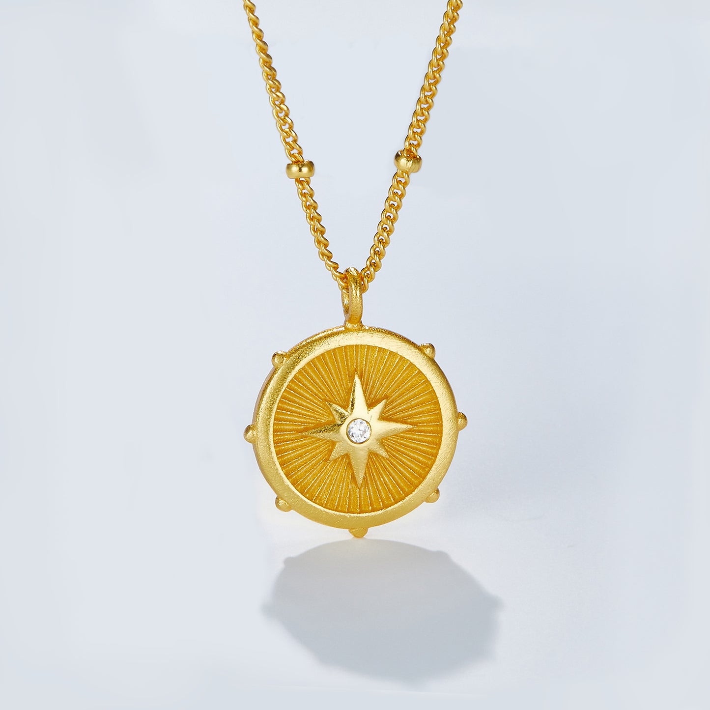 Compass Medallion Sterling Silver Necklace