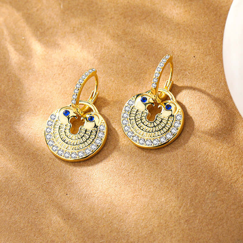 Owl Drop Huggie Gold Earrings 