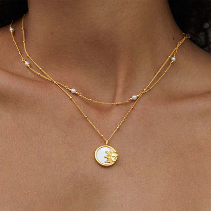 Sun/Moon White Mother of Pearl Necklace