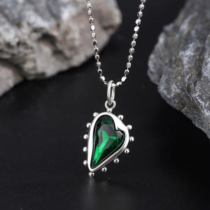 green heart pendant necklace for women