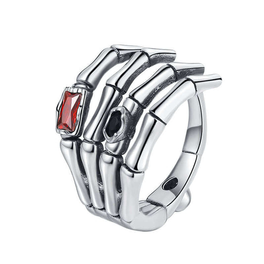 Skull Hand Sterling Silver Open Adjustable Ring Jewelry for Women & Women