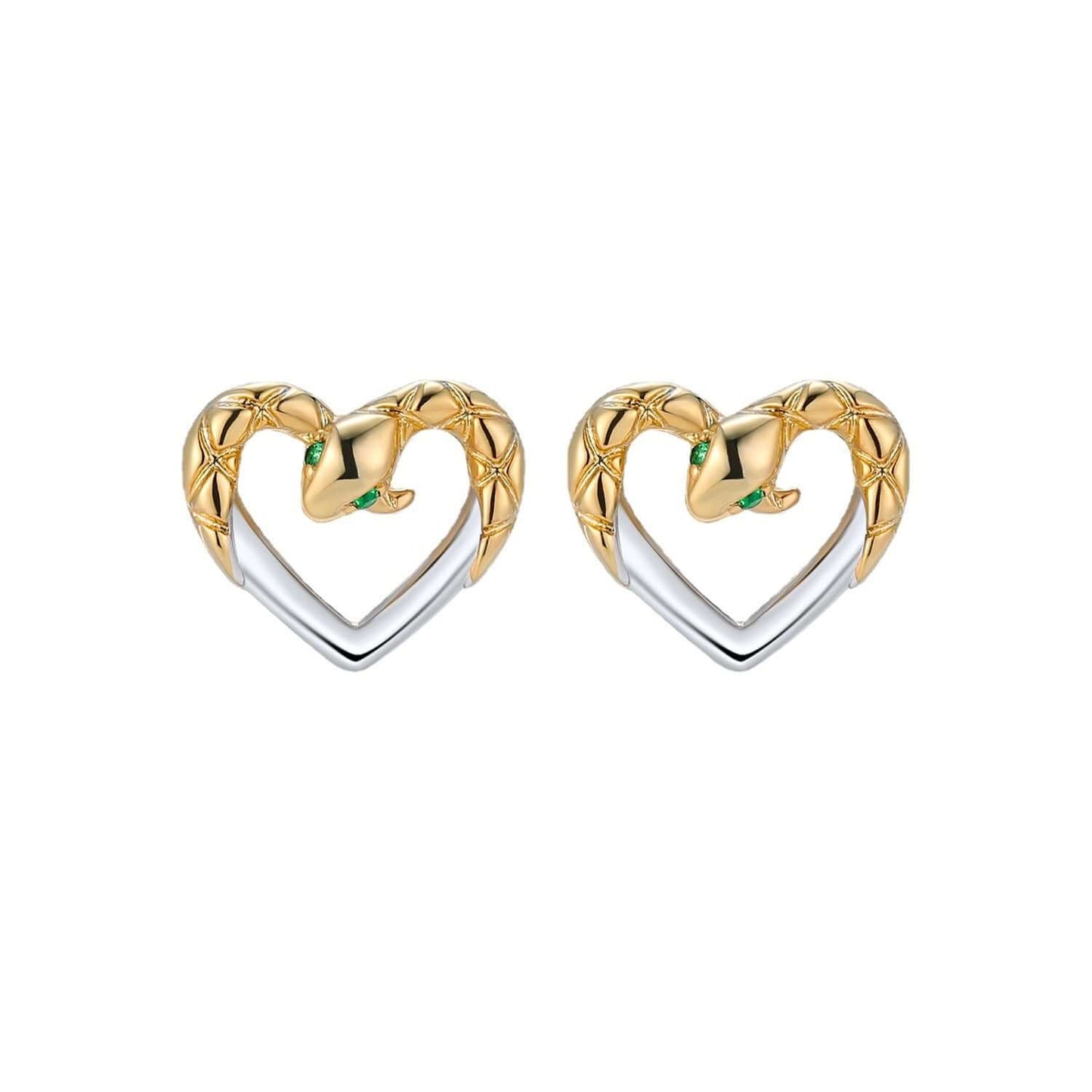 Heart Snake Sterling Silver Stud Earrings
