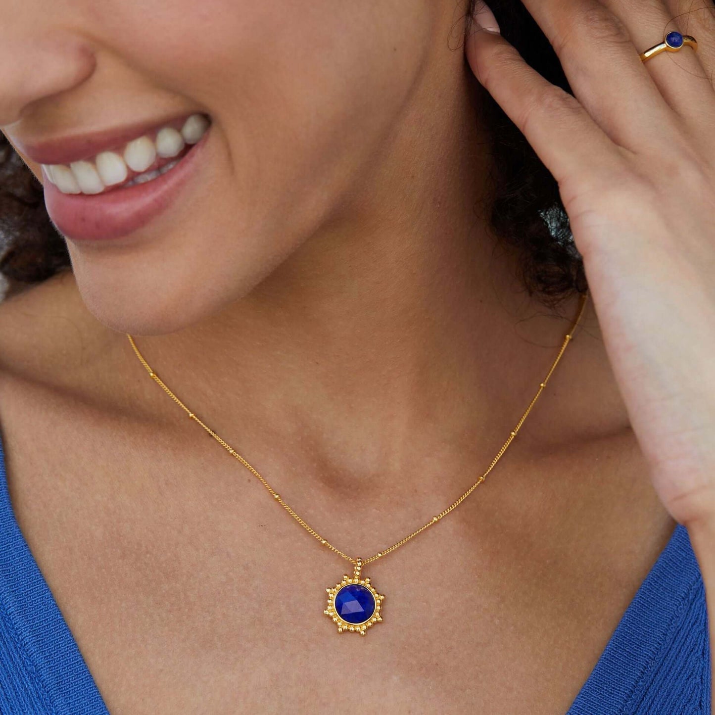 Faceted Lapis Lazuli Sterling Silver Necklace