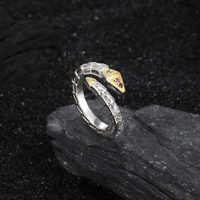 Snake Sterling Silver Open Adjustable Ring Jewelry for Women & Men