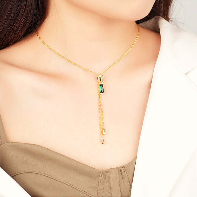 Zipper Slider 18k Gold Plated Necklace Jewelry Women