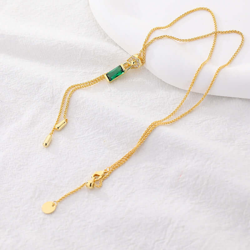 Zipper Slider Tassel Clavicle Chain 18k Gold Plated Necklace