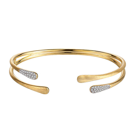 Zirconia Brushed 18K Gold Plated Sterling Silver Bracelet for women_3